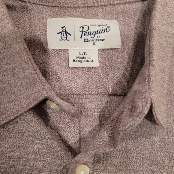 Penguin Men's Plum Wine Long Sleeved Shirt - Picture 5 of 10